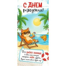 Конверт для денег С Днем Рождения! 82х171 мм