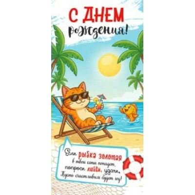 Конверт для денег С Днем Рождения! 82х171 мм