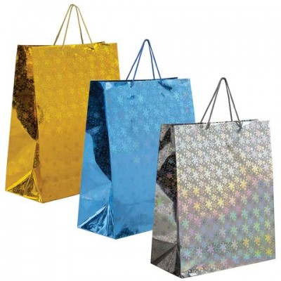 Пакет Бумажный голография новогодний НГ 41x19x49 см (XXL)