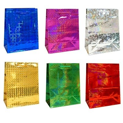 Пакет Бумажный голография 14x20x7см