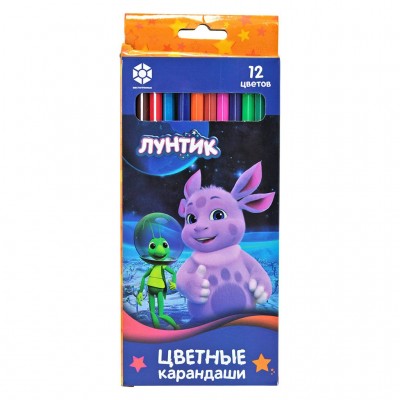 Карандаши 12цв. пластик Лунтик,, шестигранный корпус Centrum