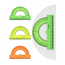 Линейка транспортир пластик  флуор. 10см 180* Стамм