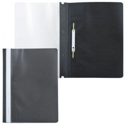 Папка скоросшиватель пластик.с прозрачным верхом А4, 130/180 мкм, черный, Brauberg