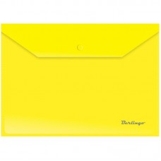 Папка -конверт   на кнопке А4 180мкм.Желтая Berlingo