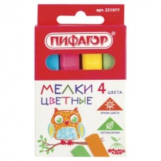 Мел цветной 4цв квадратный, Пифагор