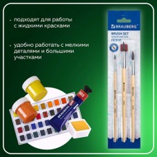 Кисть набор 3шт  (пони, круглые № 2, 4, 7), блистер, Brauberg