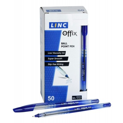 Ручка шариковая синяя Offix ,пишущий узел 1,0 мм, игольчатая, одноразовая Linc