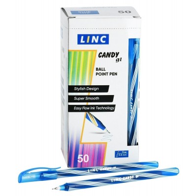 Ручка шариковая синяя Linc Candy  0.6мм.,корпус ассорти Linc