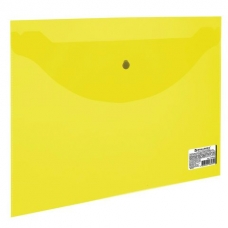 Папка -конверт на кнопке А5, (240х190 мм), прозрачная, желтая, 0,18 мм, Brauberg