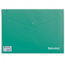 Папка -конверт на кнопке А4, непрозрачная, СВЕРХПРОЧНАЯ, зеленая,до 100 листов Brauberg