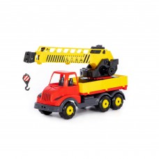 Игрушка пластик.  Автокран *Муромец* с поворотной платформой Полесье