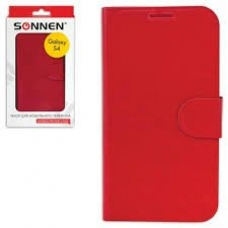 Чехол   обложка для телефона Samsung Galaxy S4 SONNEN, кожзам, горизонтальный, красн. 