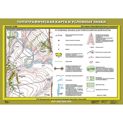  К-0609/Карта.География 6 кл/Топографическая карта и условные знаки (70*100) 