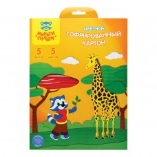 Картон цветной 5л. 5цв. А4,гофрированный , в папке с европодвесом Мульти-пульти