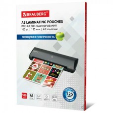 Пленка для ламинирования  комплект 100 шт., А3, 125 мкм,глянцевая Brauberg