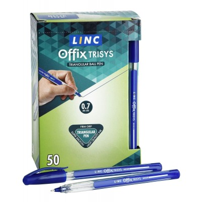 Ручка шариковая синяя TRISYS 0,70 мм синий треуг. корп. Linc
