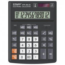Калькулятор 12-разряд   PLUS настольный ,  двойное питание, 200x154мм. 250415 Staff