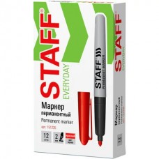 Маркер перманентный красный EVERYDAY, PM-233, эргономичный корпус, круглый наконечник 2 мм, Staff