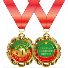 Медаль Металлическая За успехи в спорте, с лентой d=70 мм