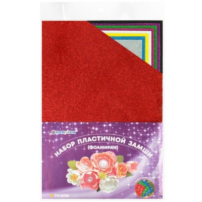 Для творчества Фоамиран набор 10цв 10л. пластичная замша, с блёстками Darvish