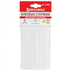 Для творчества Стержни для клеев.пистолета   диаметр 11 мм, длина 100 мм, прозрачные, комплект 6 шт., Brauberg