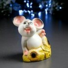 Копилка Мышь с подсолнухом 11,5 см