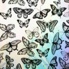 Упаковочная бумага Голография серебро Бабочки микс 70х100 см