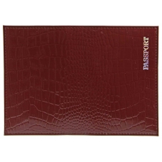 Обложка для паспорта нат.кожа Крокодил, бордо, тисн.серебро 