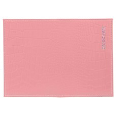 Обложка для паспорта нат.кожа из нат.кожи Крокодил,розов, тисн.серебро 