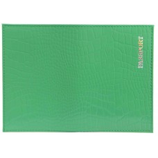 Обложка для паспорта нат.кожа Крокодил,салатов, тисн.серебро 