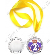 Медаль Металлическая 2 место, с лентой d=6,5 мм