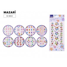 Для творчества Стразы-наклейки  акриловые ,АССОРТИ, 16*9 см, 12 дизайнов Mazari