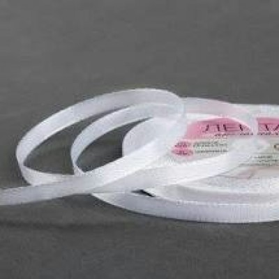 Лента Атласная, цвет белый 6 мм х 23 м