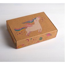 Коробка подарочная Крафт «Единорог», 21 х 15 х 5 см