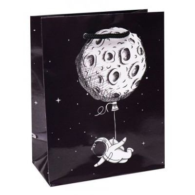 Пакет Бумажный ламинир. Космонавт с шариком 18х23х8 см