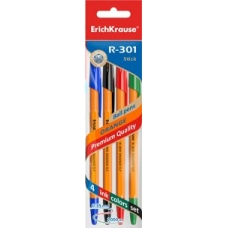 Ручка шариковая набор 4шт  R-301 Classic Stick 0.7мм (син., черн., красн. зел) Erich Krause