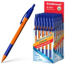Ручка шариковая синяя автомат.  R-301 Matic&Grip Orange 0,7, Erich Krause