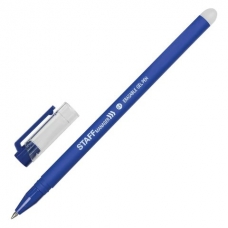 Ручка гелевая синяя стираемая ERASE, прорезиненный корпус, узел 0,5 мм, STAFF