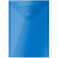 Папка -конверт на кнопке  А6 (105*148мм), 150мкм, полупрозрачная, синяя OfficeSpace