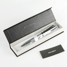 Ручка подарочная синяя  корпус серебристо-черный в футляре Darvish