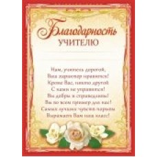 Благодарность Учителю 210х290 мм
