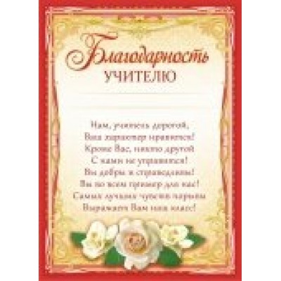 Благодарность Учителю 210х290 мм