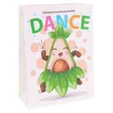 Пакет Бумажный плотный  матовый  Танцующий авокадо 18х24х8.5 см (М)