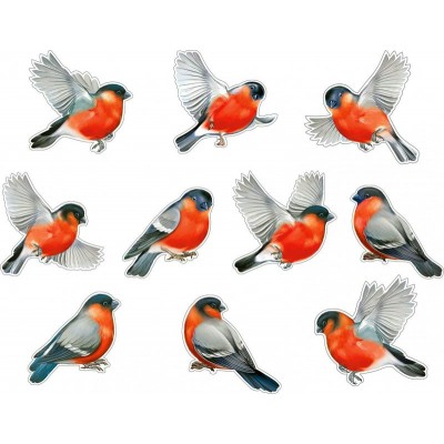 Украшение Снегири (набор 10 видов) 60х100 мм