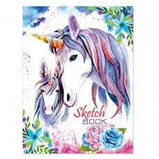 Скетчбук А5 склейка для зарисовок лак  Единорог 36л Альянс