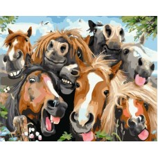  GX25485/Картина по номерам Веселые лошадки 40х50