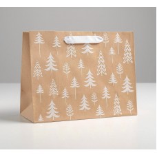 Пакет Крафт бумажный  «Новогодний лес» 24 х 19,5 х 11 см
