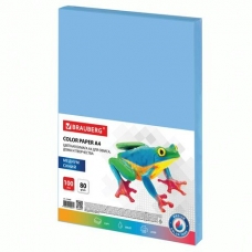 Бумага офисная для принтера цветная А4, 80 г/м2, 100 л., медиум, синяя, Brauberg