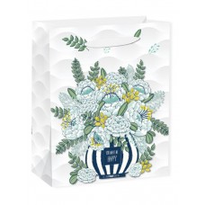 Пакет Бумажный плотный  Букет из синих цветов (L) 26,4х32,7х13,6 см