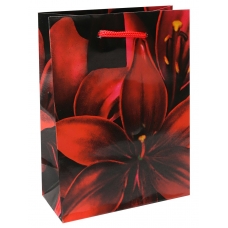 Пакет Бумажный ламинир.  Красная лилия, 18х23х8 см